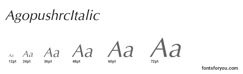Размеры шрифта AgopushrcItalic