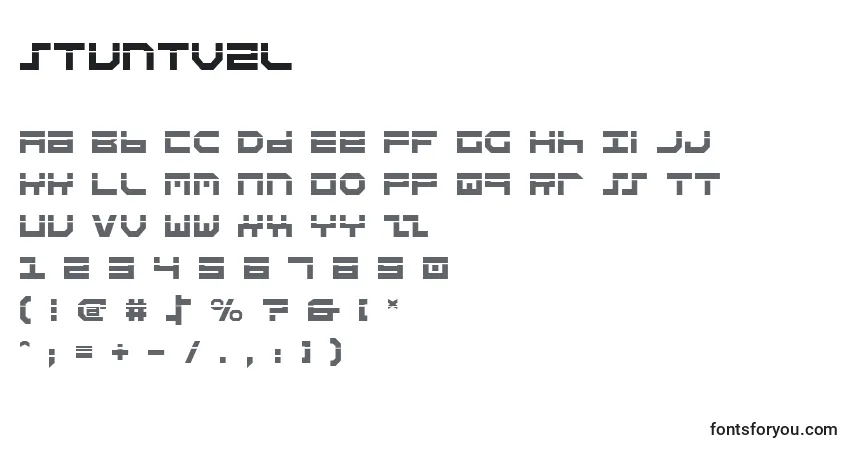 Czcionka Stuntv2l – alfabet, cyfry, specjalne znaki