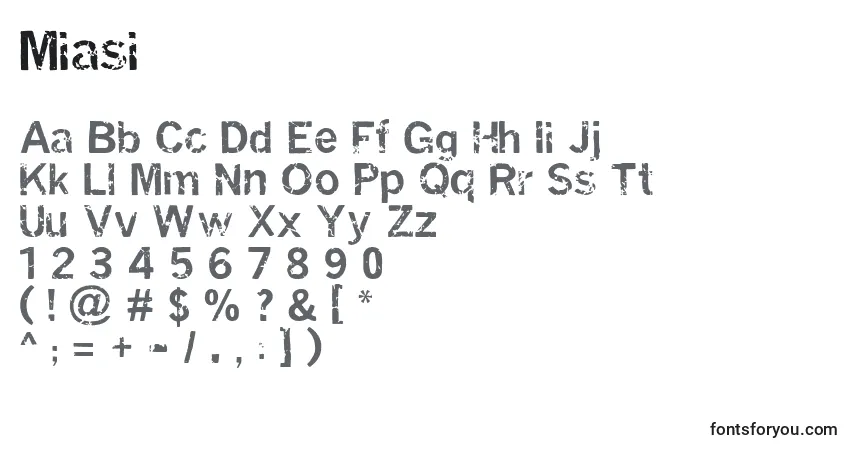 A fonte Miasi – alfabeto, números, caracteres especiais