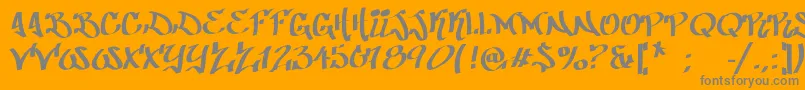 PatinioGraffiti-fontti – harmaat kirjasimet oranssilla taustalla