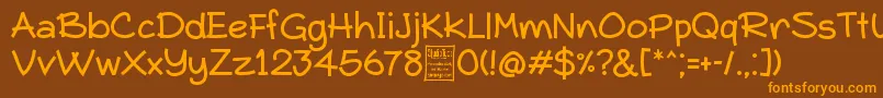 TypoComicaDemo-Schriftart – Orangefarbene Schriften auf braunem Hintergrund
