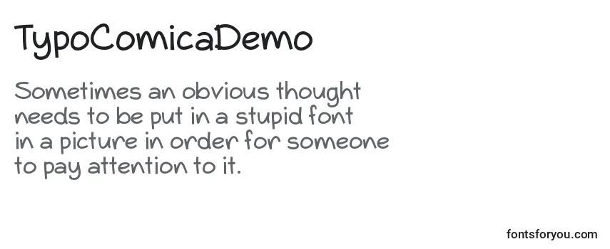 Überblick über die Schriftart TypoComicaDemo
