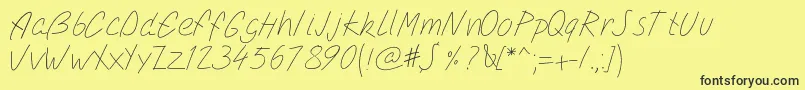 フォントPwsimplescript – 黒い文字の黄色い背景