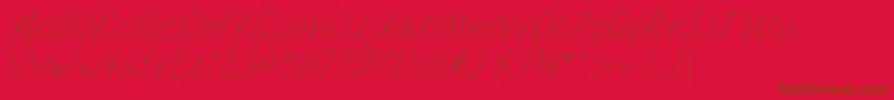 Fonte Pwsimplescript – fontes marrons em um fundo vermelho