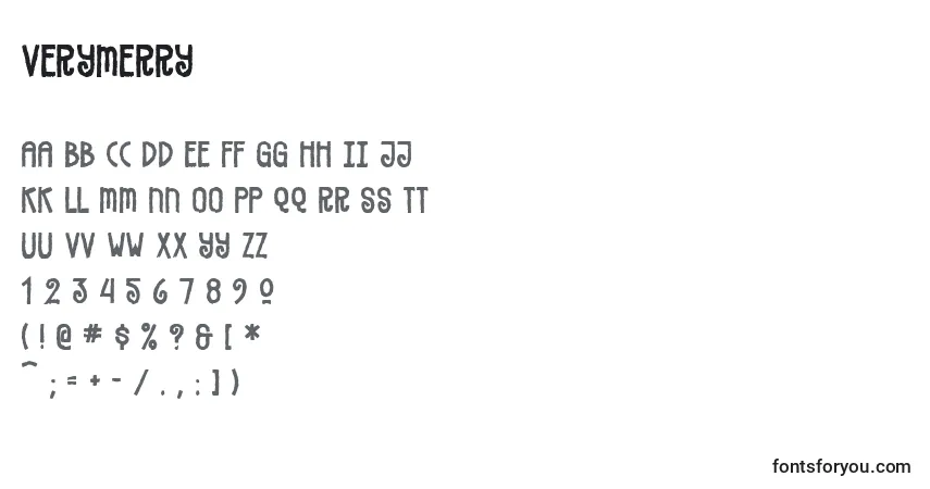Schriftart Verymerry – Alphabet, Zahlen, spezielle Symbole