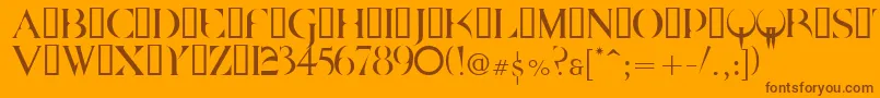 Quake2-fontti – ruskeat fontit oranssilla taustalla