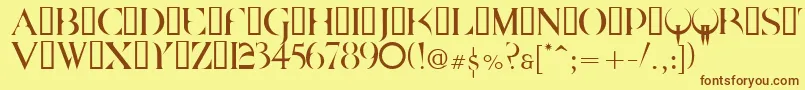 Quake2-Schriftart – Braune Schriften auf gelbem Hintergrund