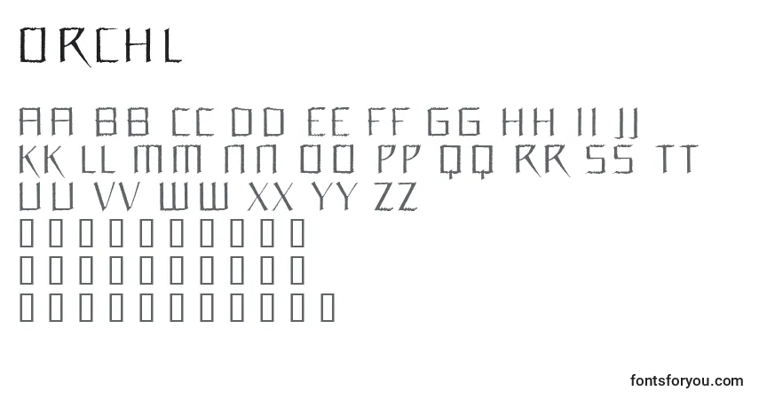 Schriftart Orchl – Alphabet, Zahlen, spezielle Symbole
