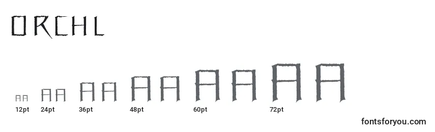 Größen der Schriftart Orchl