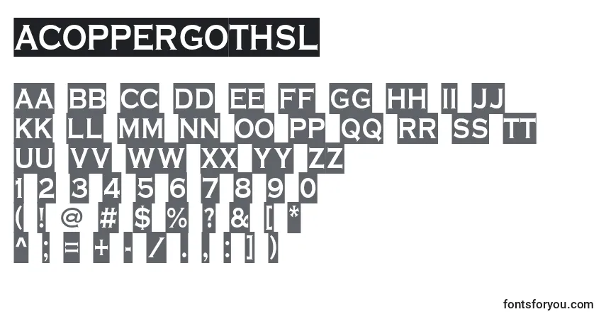 Schriftart ACoppergothsl – Alphabet, Zahlen, spezielle Symbole