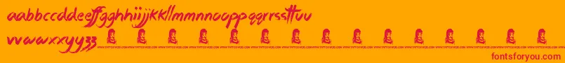 StickyThings Font – Red Fonts on Orange Background