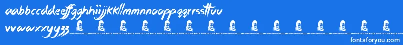 StickyThings-Schriftart – Weiße Schriften auf blauem Hintergrund