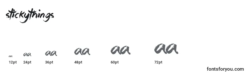 sizes of stickythings font, stickythings sizes