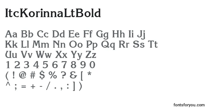 Czcionka ItcKorinnaLtBold – alfabet, cyfry, specjalne znaki
