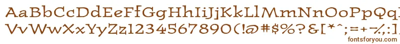 Westernpressexpandedssk-Schriftart – Braune Schriften auf weißem Hintergrund