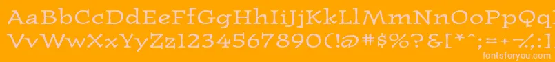 Westernpressexpandedssk-fontti – vaaleanpunaiset fontit oranssilla taustalla