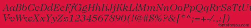 Fonte ItcCaslon224LtBookItalic – fontes pretas em um fundo vermelho