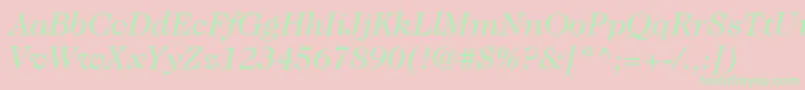 ItcCaslon224LtBookItalic Font – Green Fonts on Pink Background