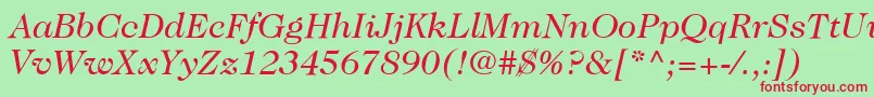 Шрифт ItcCaslon224LtBookItalic – красные шрифты на зелёном фоне