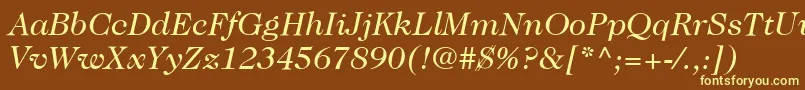 Шрифт ItcCaslon224LtBookItalic – жёлтые шрифты на коричневом фоне