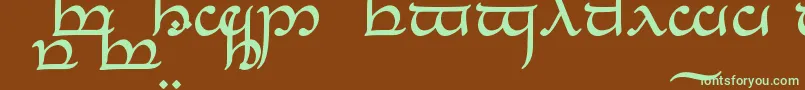 フォントTengwarEldanaroMedium – 緑色の文字が茶色の背景にあります。