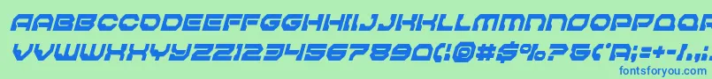 Pulsarclasssolidcondital-Schriftart – Blaue Schriften auf grünem Hintergrund