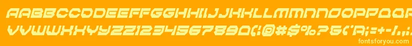 Pulsarclasssolidcondital-Schriftart – Gelbe Schriften auf orangefarbenem Hintergrund