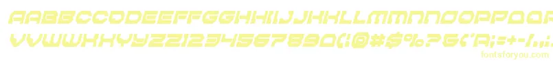フォントPulsarclasssolidcondital – 白い背景に黄色の文字