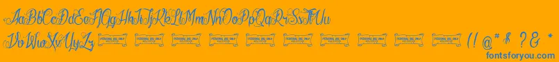 LaCiteDesMilleReines-Schriftart – Blaue Schriften auf orangefarbenem Hintergrund