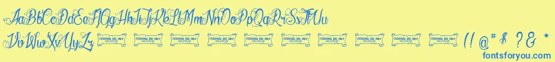 LaCiteDesMilleReines Font – Blue Fonts on Yellow Background