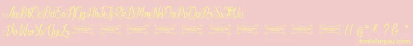 LaCiteDesMilleReines-Schriftart – Gelbe Schriften auf rosa Hintergrund