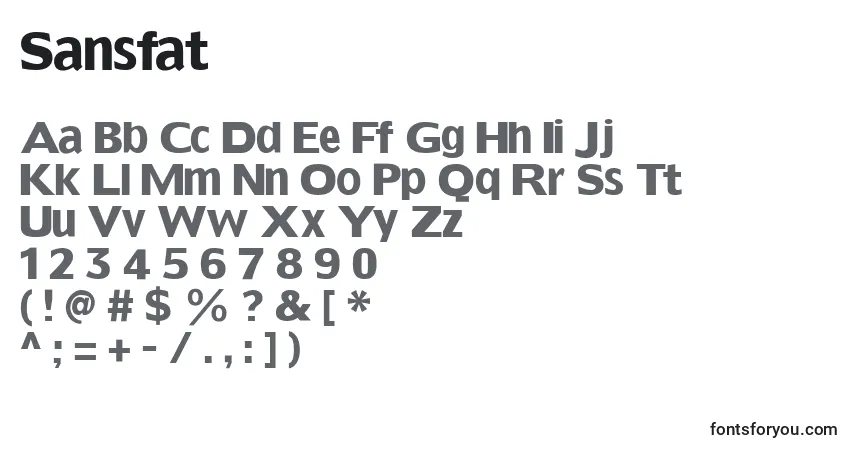 Шрифт Sansfat – алфавит, цифры, специальные символы