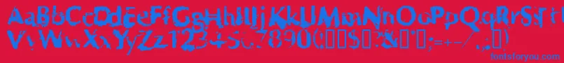 フォントHorrendo – 赤い背景に青い文字