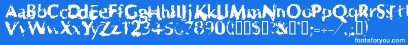 Fonte Horrendo – fontes brancas em um fundo azul