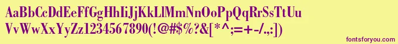 BodonistdBoldcondensed-Schriftart – Violette Schriften auf gelbem Hintergrund