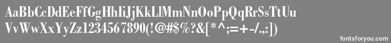 BodonistdBoldcondensed-fontti – valkoiset fontit harmaalla taustalla
