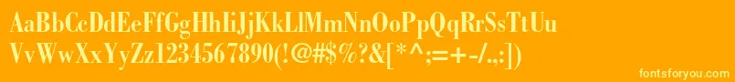BodonistdBoldcondensed-fontti – keltaiset fontit oranssilla taustalla