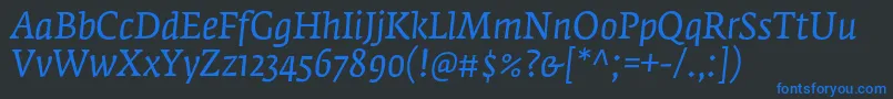 Czcionka FedraserifaproBookitalic – niebieskie czcionki na czarnym tle