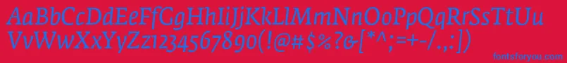 FedraserifaproBookitalic Font – Blue Fonts on Red Background