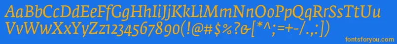 Czcionka FedraserifaproBookitalic – pomarańczowe czcionki na niebieskim tle