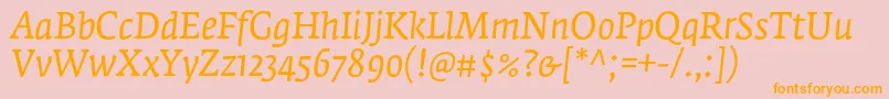 FedraserifaproBookitalic Font – Orange Fonts on Pink Background