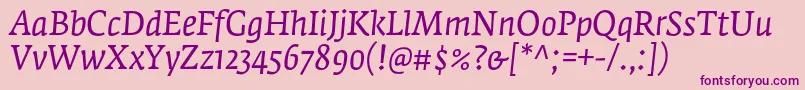 More about FedraserifaproBookitalic Font FedraserifaproBookitalic Font – Purple Fonts on Pink Background