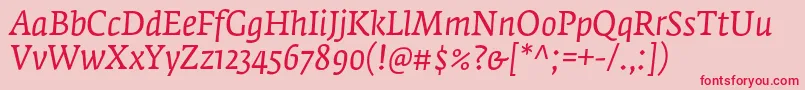 FedraserifaproBookitalic Font – Red Fonts on Pink Background