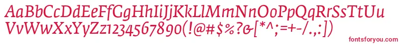 フォントFedraserifaproBookitalic – 白い背景に赤い文字