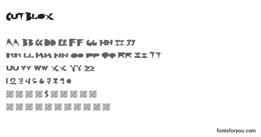 Czcionka Cutblox – alfabet, cyfry, specjalne znaki