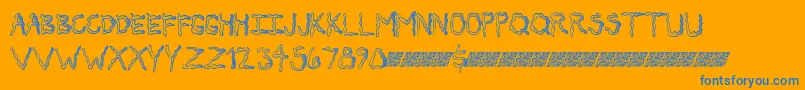 Secretticklemb-Schriftart – Blaue Schriften auf orangefarbenem Hintergrund