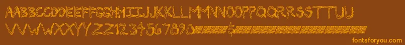 Weitere Informationen zur Secretticklemb-Schriftart Secretticklemb-Schriftart – Orangefarbene Schriften auf braunem Hintergrund