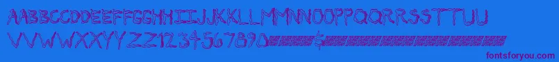 Secretticklemb-Schriftart – Violette Schriften auf blauem Hintergrund