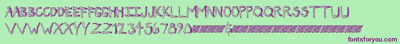 Secretticklemb-Schriftart – Violette Schriften auf grünem Hintergrund