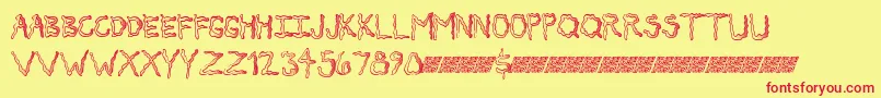 Secretticklemb Font – Red Fonts on Yellow Background